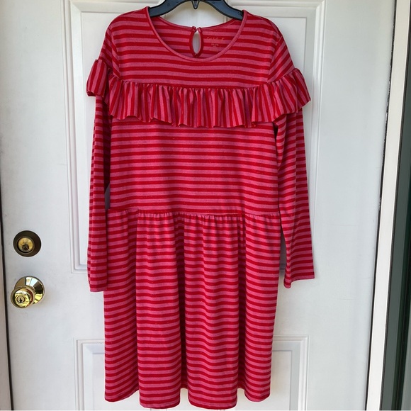 Cat & Jack Other - •Cat & Jack• Girls Shimmery Striped Ruffle Dress - Size XXL